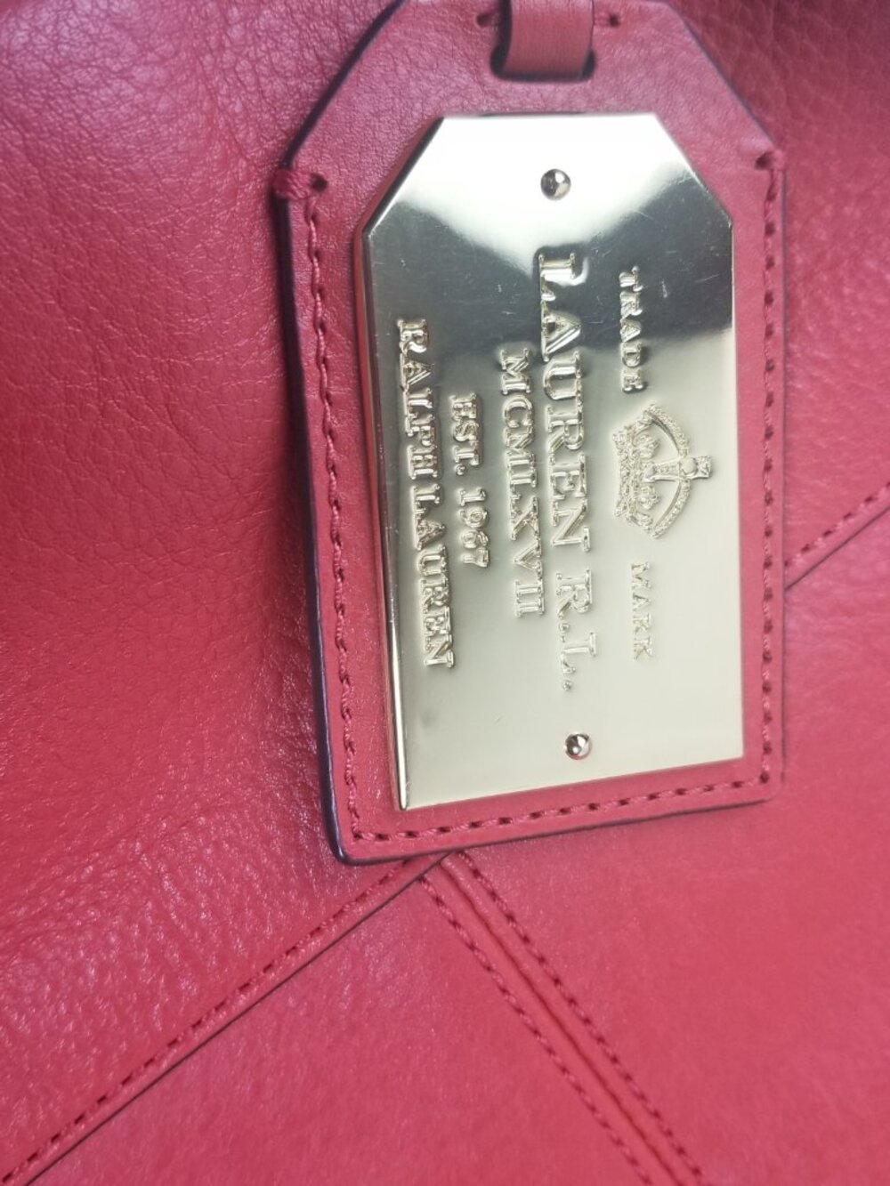 Lauren Ralph Lauren Slouchy Hobo Women's Large Red Leather Purse - Picture 13 of 14